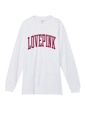 PINK Victoria’s Secret Campus Long-Sleeve Tee with LOVEPINK Graphic Medium